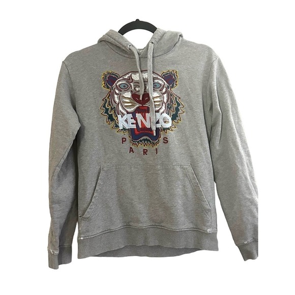 Kenzo Gray Hoodie with Multicolor Tiger Design - Picture 1 of 8